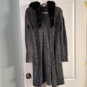 White House black market sequin hooded cardigan small